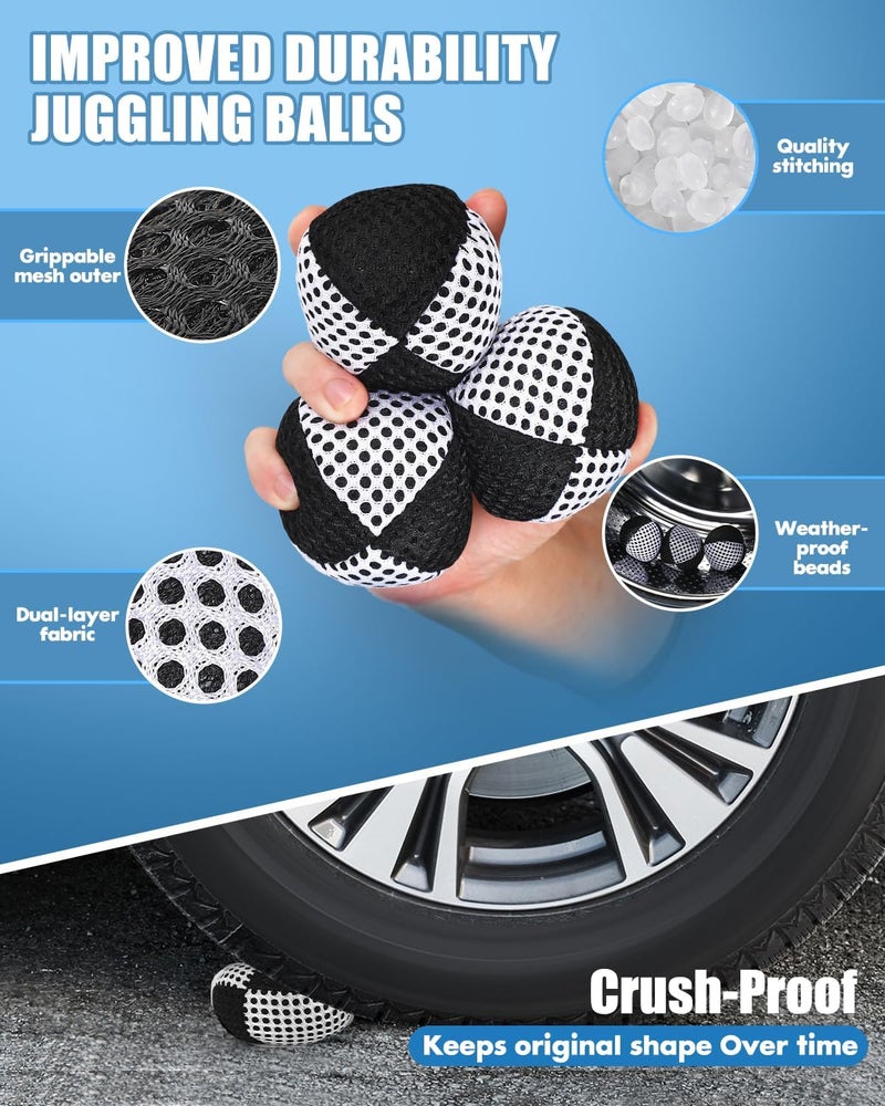 oazoxcx Juggling Balls for Beginners and Professionals Set of 3, Juggling Bean Bags,Durable Juggle Ball Kit (Black - White 4.2 oz) - Image 4